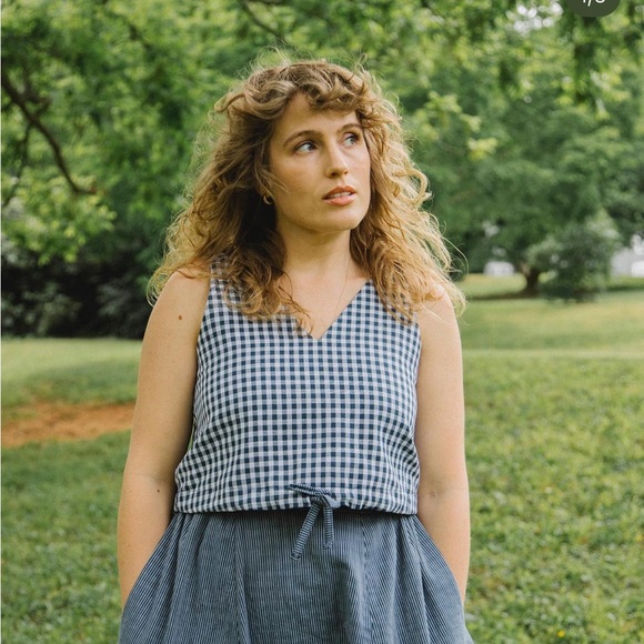 Pamut blue checkered cropped tank - Picture 1 of 6